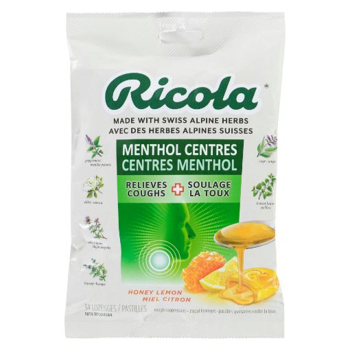 Picture of RICOLA SWISS HERB LOZENGE DROPS - HONEY LEMON MENTHOL CENTRES 34S