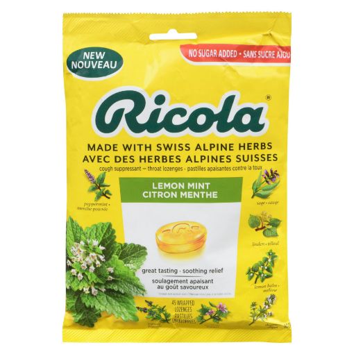 Picture of RICOLA SWISS HERB LOZENGE DROPS - FAMILY BAG LEMON MINT NSA 45S