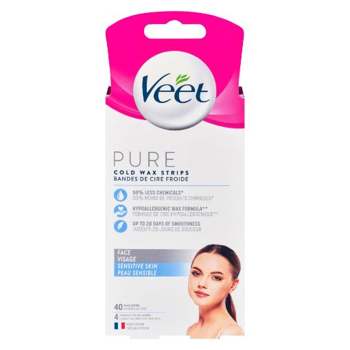 Picture of VEET FACE WAX STRIPS PURE 40S