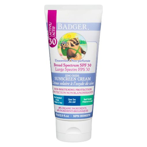 Picture of BADGER ACTIVE ZINC OXIDE SUNSCREEN - UNSCENTED - BROAD SPECTRUM SPF30 87ML      