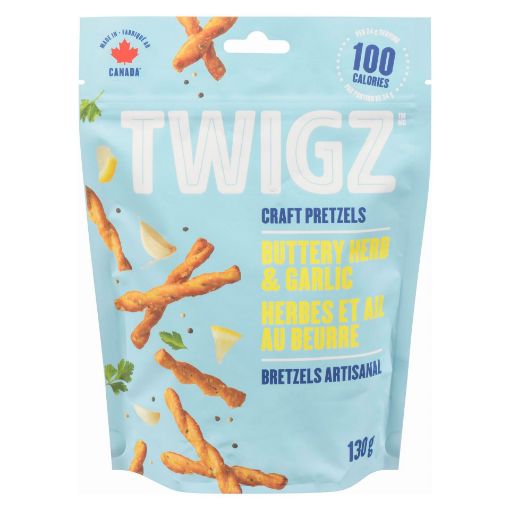 Picture of TWIGZ PRETZELS - BUTTERY HERB and GARLIC 130GR