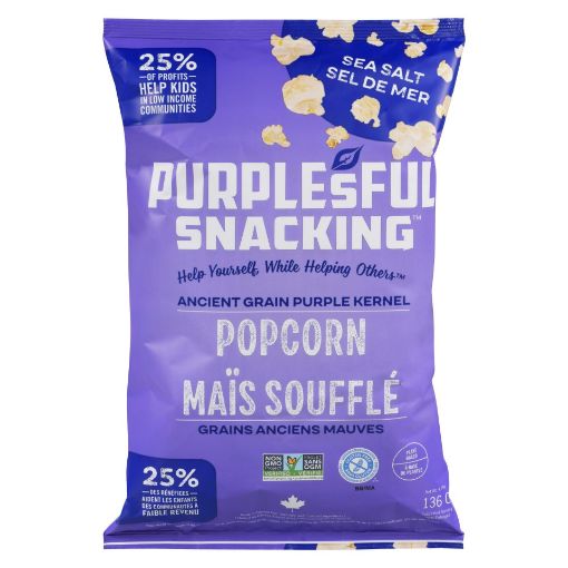 Picture of PURPLESFUL SNACKING POPCORN - SEA SALT 136GR