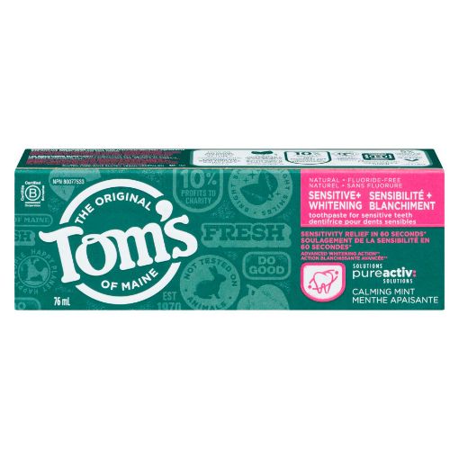 Picture of TOMS OF MAINE PUREACTIV SENSITIVE + WHITENING TOOTHPASTE - FF - MINT 76ML