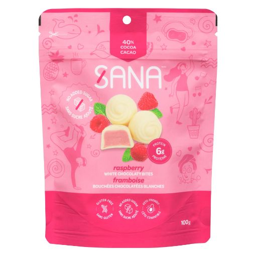 Picture of SANA BITES - WHITE CHOCOLATE - RASPBERRY 100GR