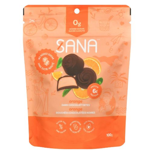 Picture of SANA DARK CHOCOLATE BITES -  ORANGE 100GR