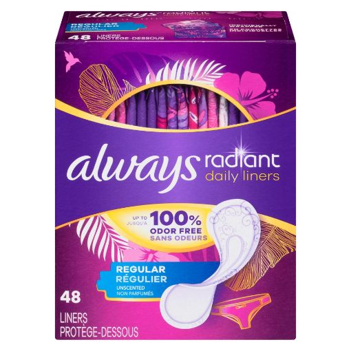 Picture of ALWAYS RADIANT WRAPPED PANTY LINER - UNSCENTED - REGULAR 48S               