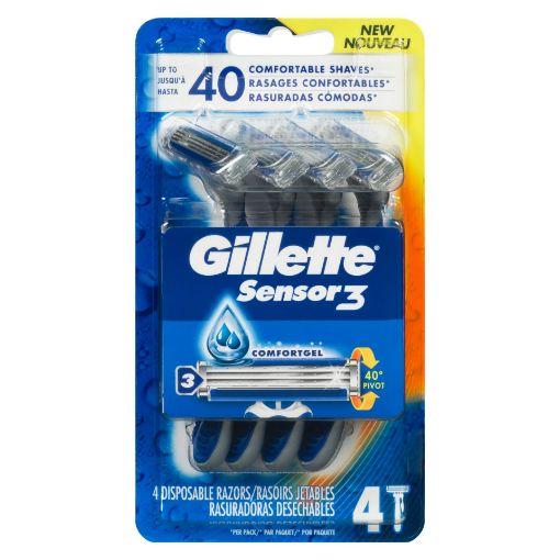 Picture of GILLETTE SENSOR3 RAZOR - DISPOSABLE - SMOOTH SKIN  4S                      