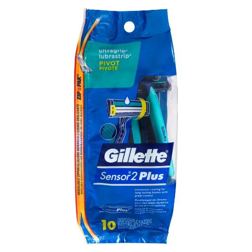 Picture of GILLETTE SENSOR 2 PLUS RAZOR - DISPOSABLE - PIVOT SOFT ULTRA GRIP 10S      