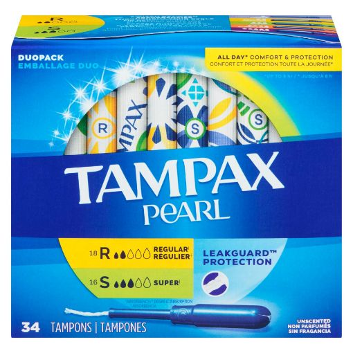 Picture of TAMPAX PEARL TAMPONS - DUO PACK REG/SUPER 34S