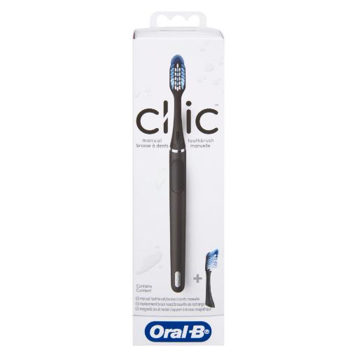 Picture of ORAL-B CLIC MANUAL TOOTHBRUSH STARTER KIT BLACK HANDLE W/2 BLACK REFILLS   