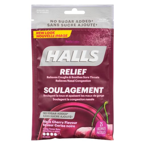 Picture of HALLS LOZENGES - BLACK CHERRY - SUGAR FREE 25S                             