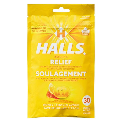 Picture of HALLS LOZENGES - HONEY LEMON 30S                                           