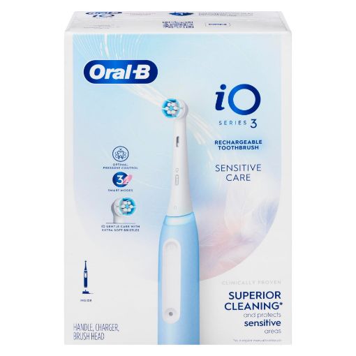 Picture of ORAL-B IO SERIES 3 SENSITIVE CARE RECHARGEABLE TOOTHBRUSH - ICY BLUE