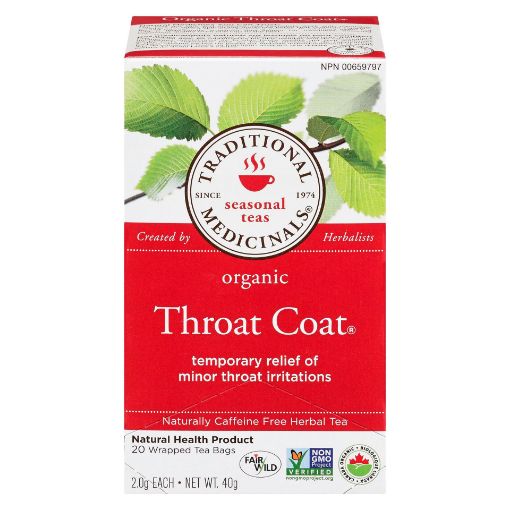 Picture of TRADITONAL MEDICINALS ORGANIC - THROAT COAT TEA 20S                  