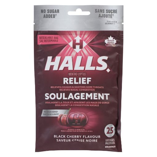 Picture of HALLS LOZENGES - BLACK CHERRY - SUGAR FREE 25S                             