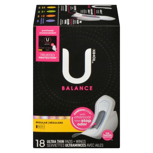 Picture of U BY KOTEX BALANCE PADS - REGULAR W/WINGS 18S