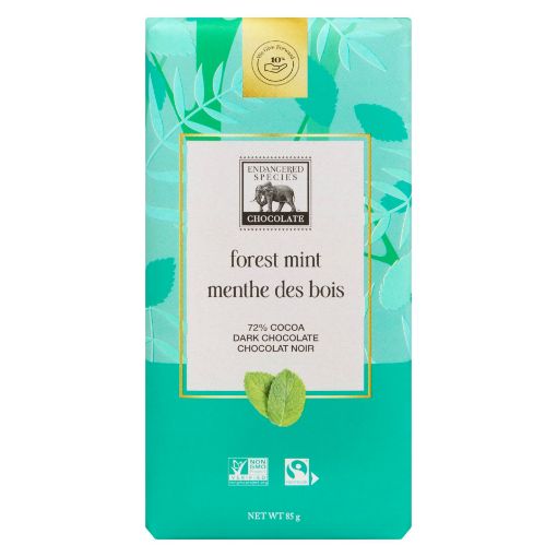 Picture of ENDANGERED SPEICES BAR - DARK CHOCO W/ FOREST MINT 85GR