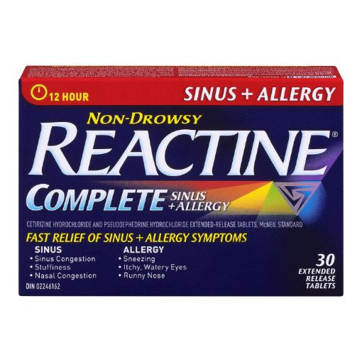 Picture of REACTINE ALLERGY and SINUS TABLETS 30S