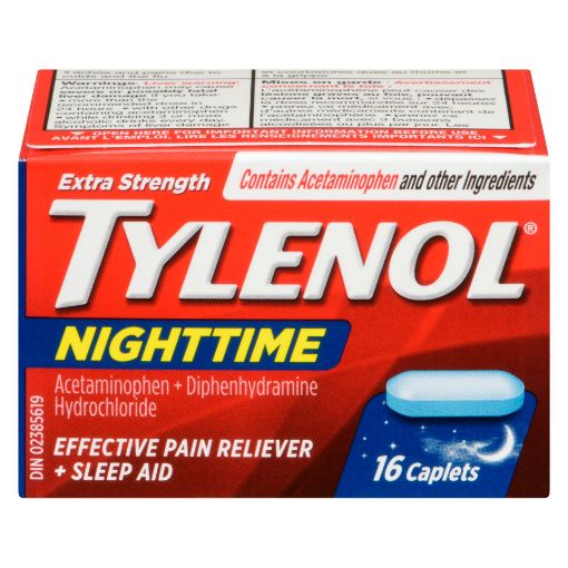 Picture of TYLENOL ACETAMINOPHEN - EXTRA STRENGTH - NIGHTIME CAPLET 16S               