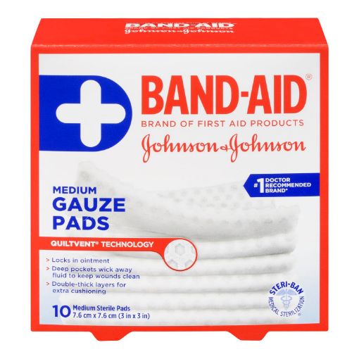 Picture of BAND-AID GAUZE PADS - MEDIUM 7.6CM X 7.6CM 10S                             