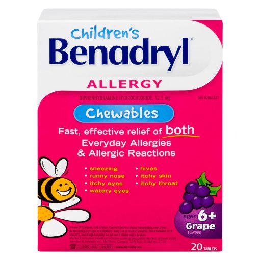 Picture of BENADRYL CHILDRENS CHEWABLES - GRAPE 20S