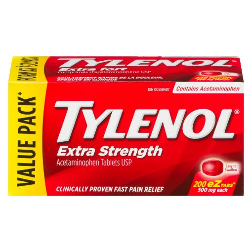 Picture of TYLENOL ACETAMINOPHEN - EXTRA STRENGTH - EZ OPEN TABLET 500MG 200S         