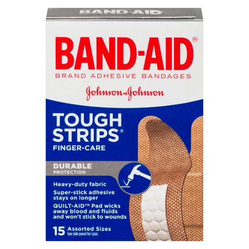 Picture of BAND-AID BANDAGE - TOUGH STRIP - FINGER CARE 15S                           