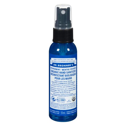 Picture of DR. BRONNERS HAND SANITIZER - PEPPERMINT 59ML                              