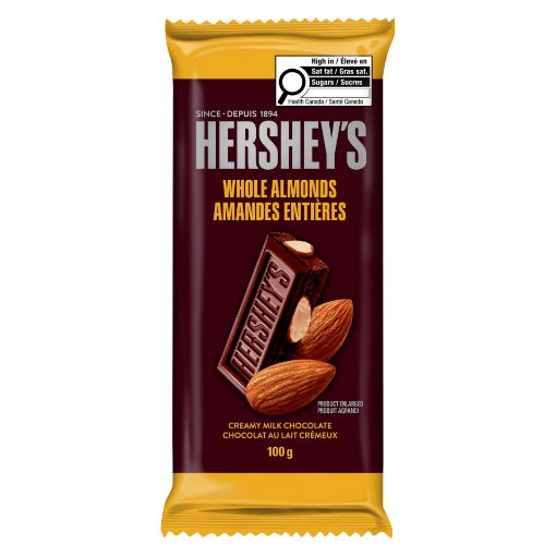 Picture of HERSHEY CREAMY MILK CHOCOLATE ALMOND - FAMILY BAR 100GR                    