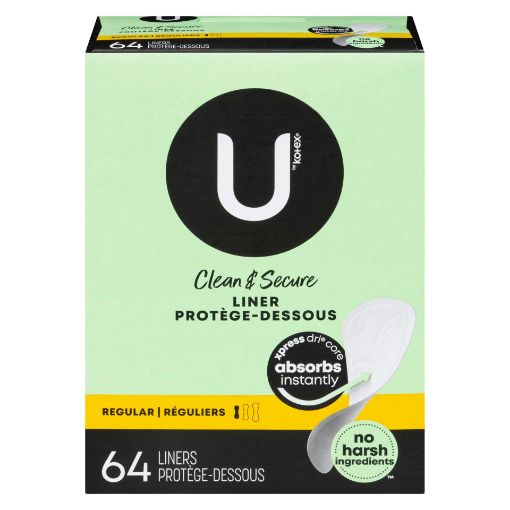 Picture of U BY KOTEX CLEAN and SECURE LINERS - REGULAR 64S