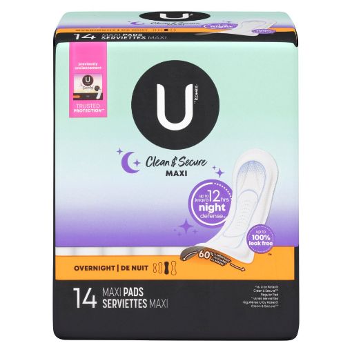 Picture of U BY KOTEX CLEAN and SECURE PADS - OVERNIGHT 14S