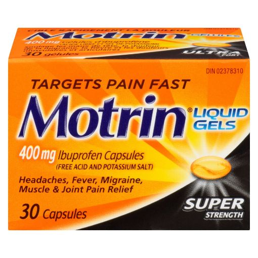 Picture of MOTRIN IBUPROFEN - SUPER STRENGTH - LIQUID GELS 400MG 30S                  