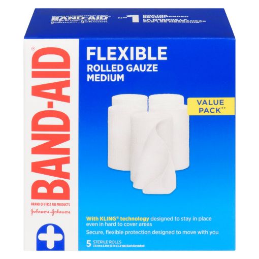 Picture of BAND-AID ROLLED GAUZE VALUE PACK 7.5CM X4.5M 5S                            