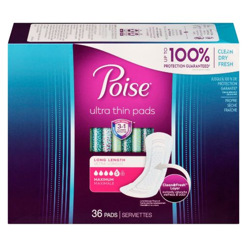 Picture of POISE ULTRA THIN PADS - MAXIMUM - LONG 36S