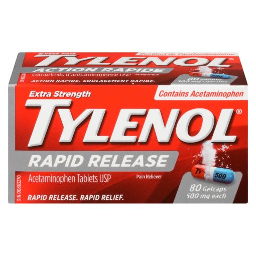 Picture of TYLENOL ACETAMINOPHEN - EXTRA STRENGTH - RAPID RELEASE GELCAPS 80S         