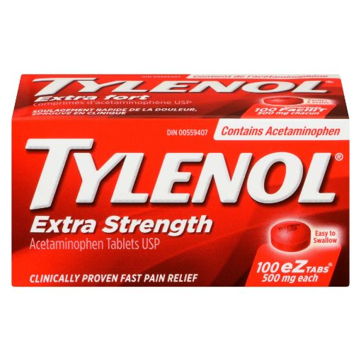 Picture of TYLENOL ACETAMINOPHEN - EXTRA STRENGTH - EZ OPEN TABLET 500MG 100S         