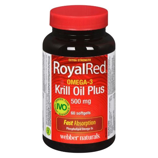 Picture of WEBBER NATURALS ROYAL RED KRILL OIL - EXTRA STRENGTH 500MG 60S             