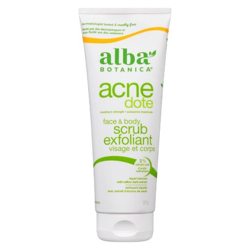 Picture of ALBA BOTANICA NATURAL ACNEDOTE - FACE and BODY SCRUB WITH WILLOW BARK -OIL FREE 227GR