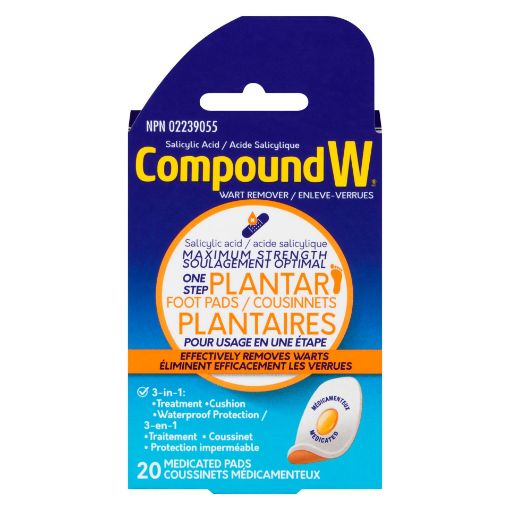 Picture of COMPOUND W ONE STEP PLANTAR FOOT WART REMOVER PAD 20S
