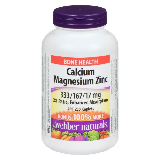 Picture of WEBBER NATURALS CALCIUM MAGNESIUM W/ZINC BONUS CAPLET 200S