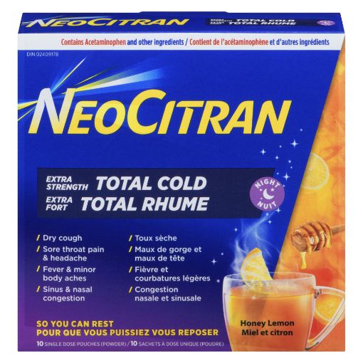 Picture of NEO CITRAN TOTAL COLD EXTRA STRENGTH - NIGHT - HONEY LEMON 10S