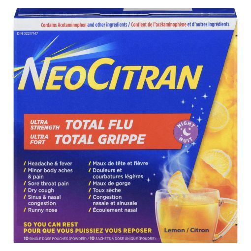 Picture of NEO CITRAN TOTAL FLU - ULTRA STRENGTH - NIGHTTIME - LEMON 10S