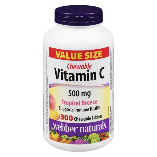 Picture of WEBBER NATURALS CHEWABLE VITAMIN C 500MG TABLETS - TROPICAL BREEZE 300S    