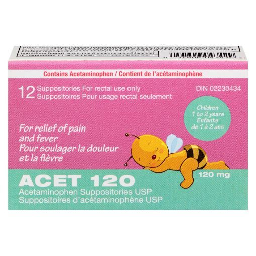 Picture of ACET SUPPOSITORIES 120MG 12S                                               