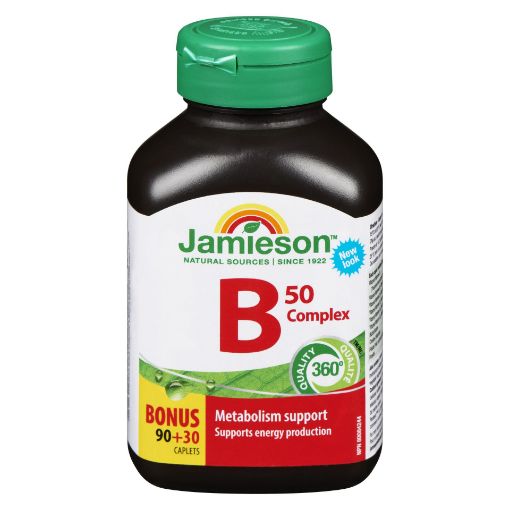 Picture of JAMIESON VITAMIN B COMPLEX 50MG CAPLETS 90+30                              