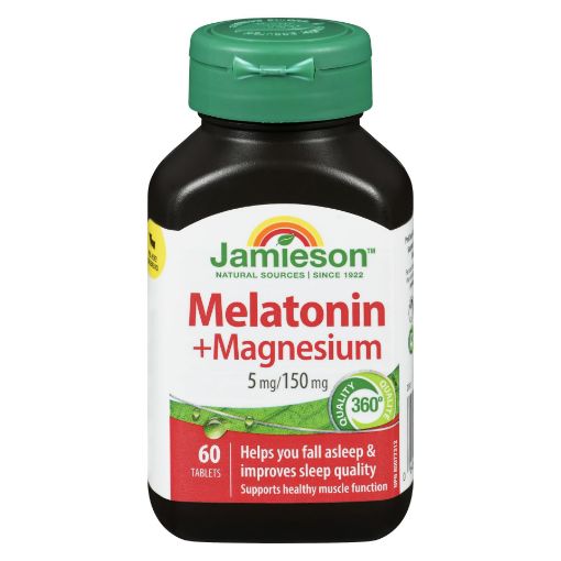 Picture of JAMIESON MELATONIN W MAGNESIUM 5MG/150MG TABLETS 60S                       