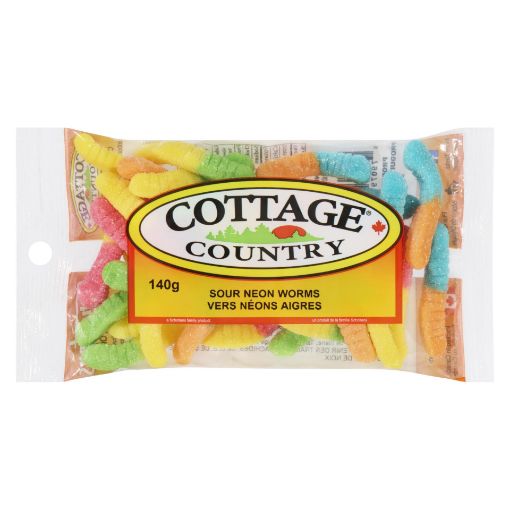 Picture of COTTAGE COUNTRY GUMMIES - SOUR NEON WORMS 140GR