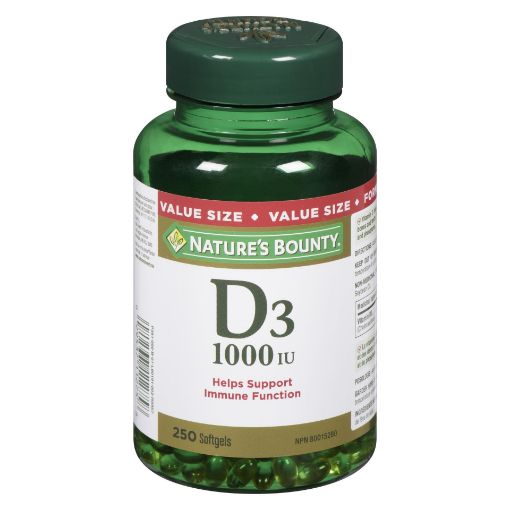 Picture of NATURES BOUNTY VITAMIN D 1000IU SOFTGEL 250S                               