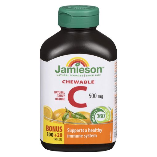 Picture of JAMIESON VITAMIN C 500MG - ORANGE - CHEWABLE TABLET - BONUS 100+20S        