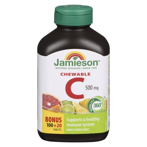 Picture of JAMIESON VITAMIN C 500MG - CITRUS - CHEWABLE TABLET - BONUS 100+20S